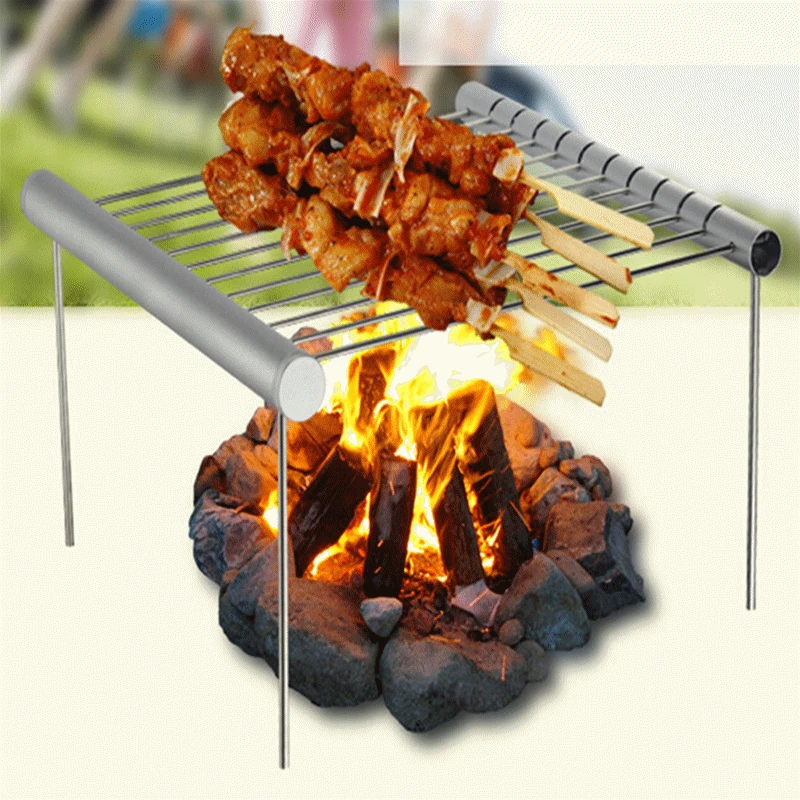 Nowy przyjeżdża Mini kieszeń Grill Grill przenośny Grill ze stali nierdzewnej składany Grill Grill akcesoria do grillowania do użytku w domu Park 2